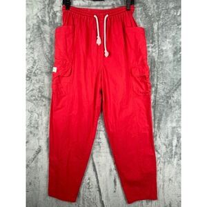 United colors of Benetton Cargo Pants womens Large Red Beachy Pull On Italy Vtg